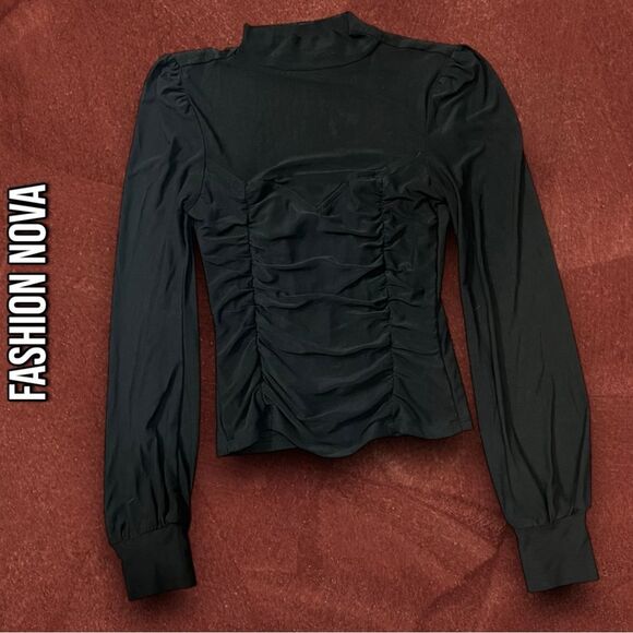 Preowned Fashion Nova Shamiyah Mesh Top – Black (XS) - Picture 3 of 8